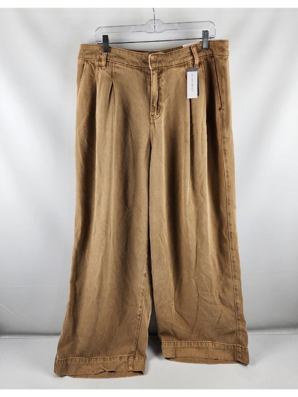 LANE BRYANT Jeans Womens 14 Brown Wide Leg Mid Rise Pleated Denim (36x29) NWT